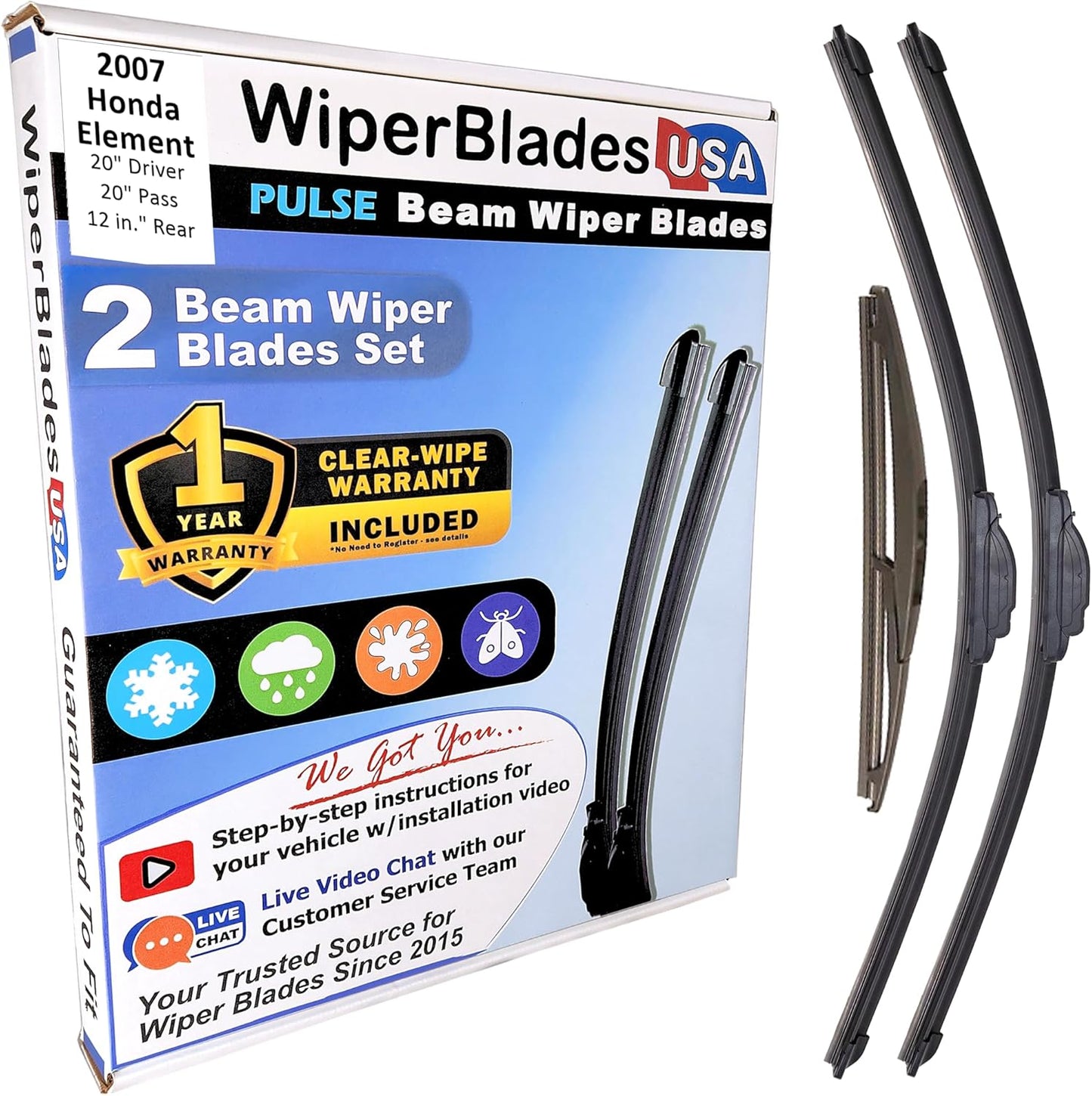 WiperBladesUSA Wiper Blades Set for Honda Element 2007 Model