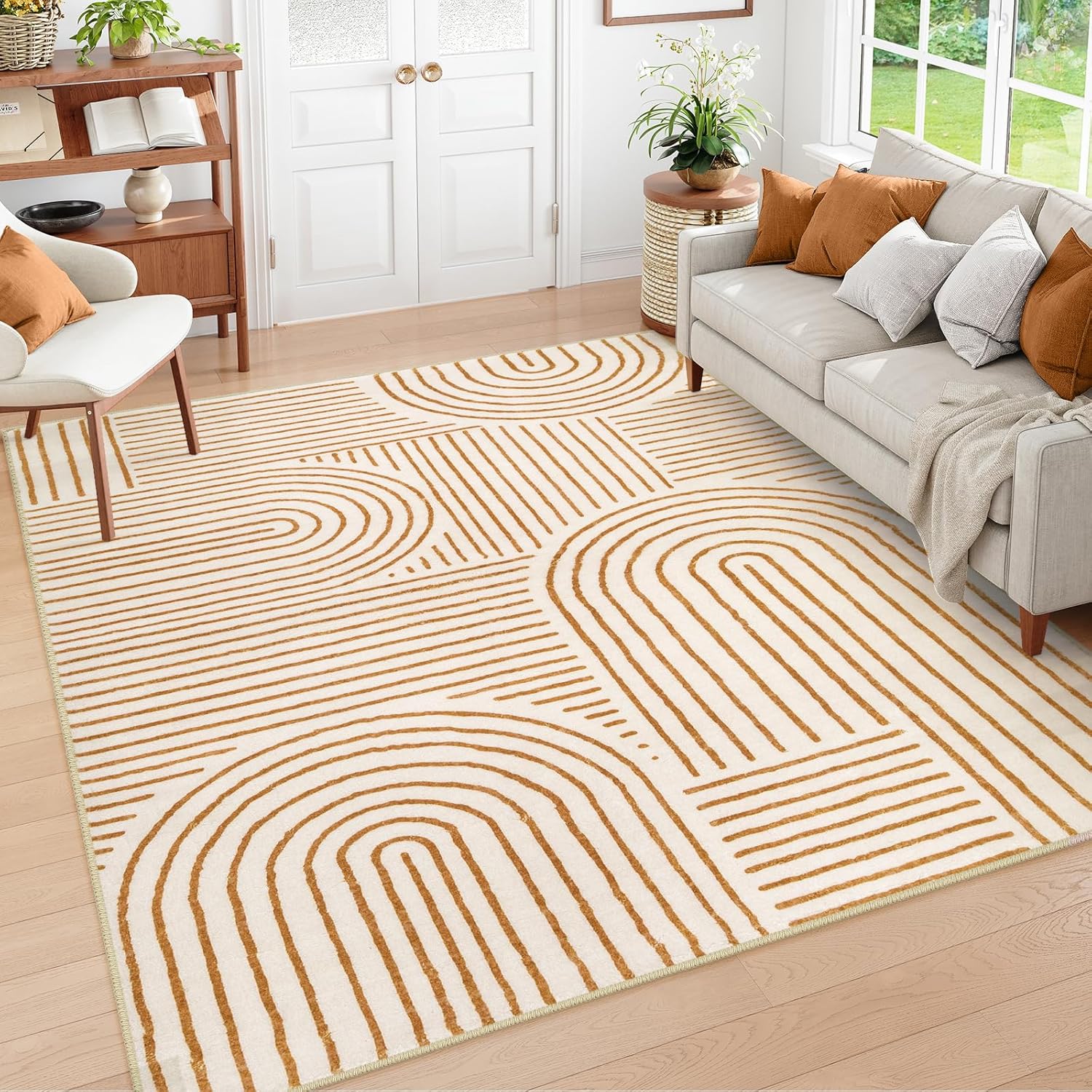 Lahome Abstract Washable Area Rug 6x9 for Living Room and More