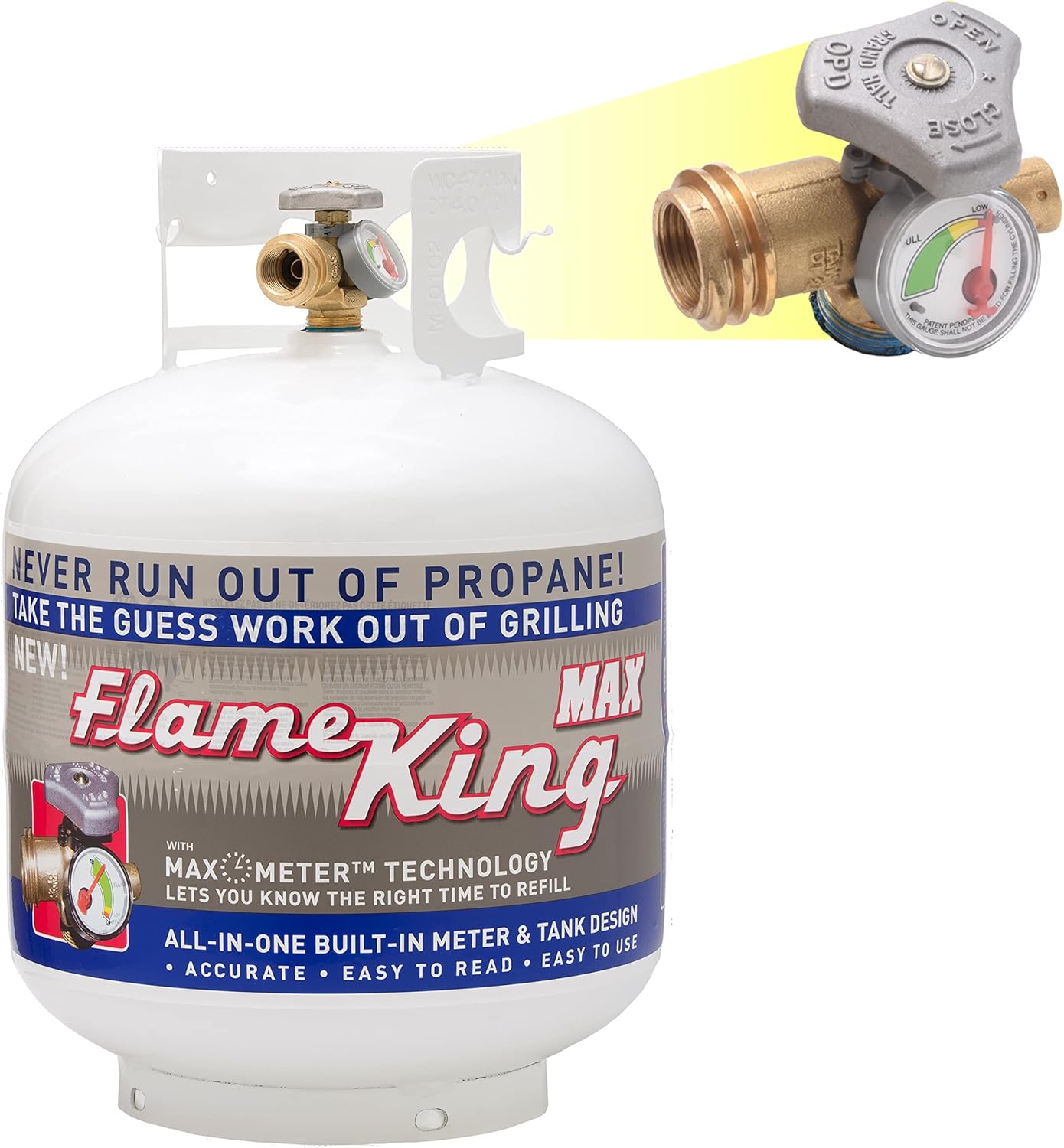 Flame King 20 lb Steel Propane Tank with Built-in Gauge and OPD Valve