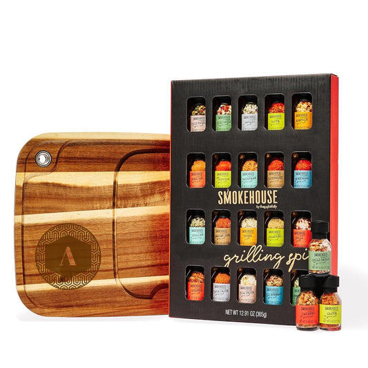 Gourmet Grilling Spice Set with Personalizable Steak Plate Gift
