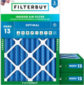 Filterbuy 20x25x4 Air Filter MERV 13 Optimal Smoke & Allergy Defense