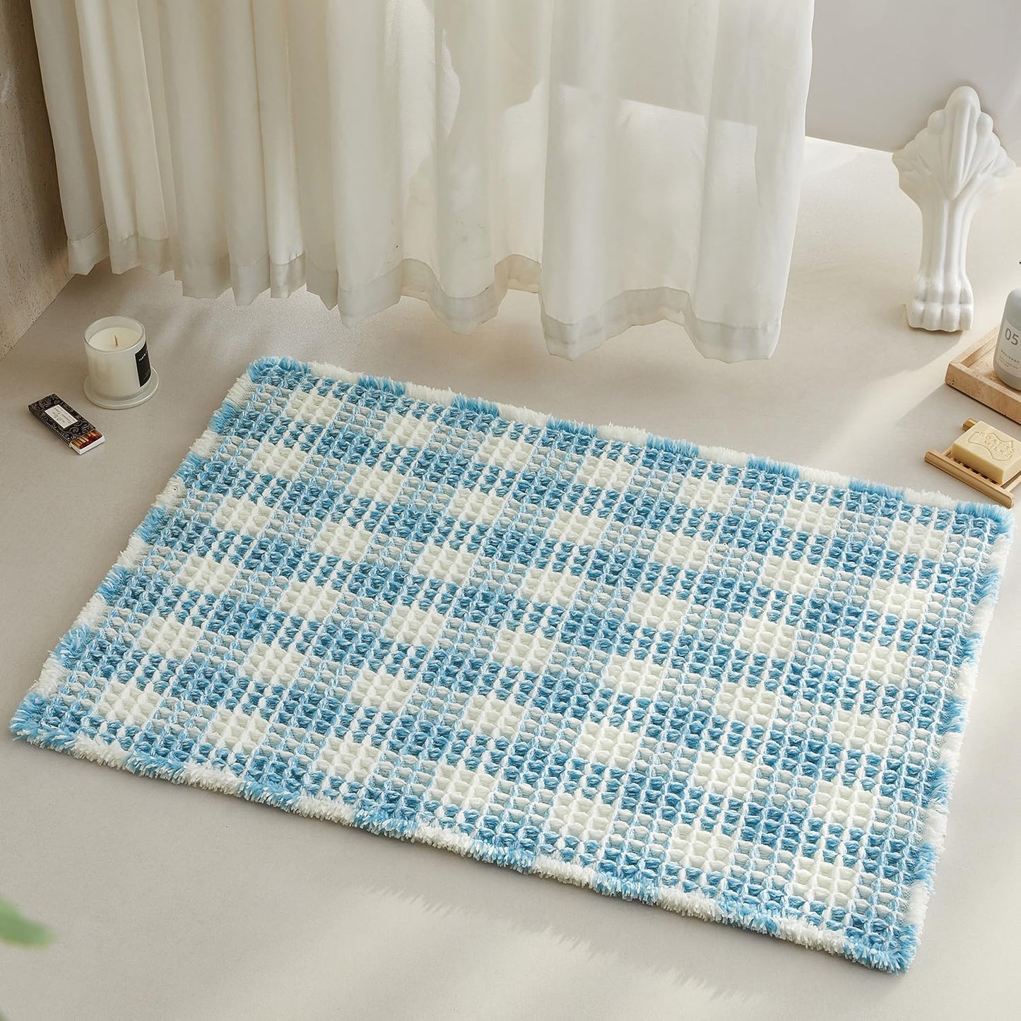 Waffle Bath Mat Non Slip Washable Absorbent Quick Dry 36x24