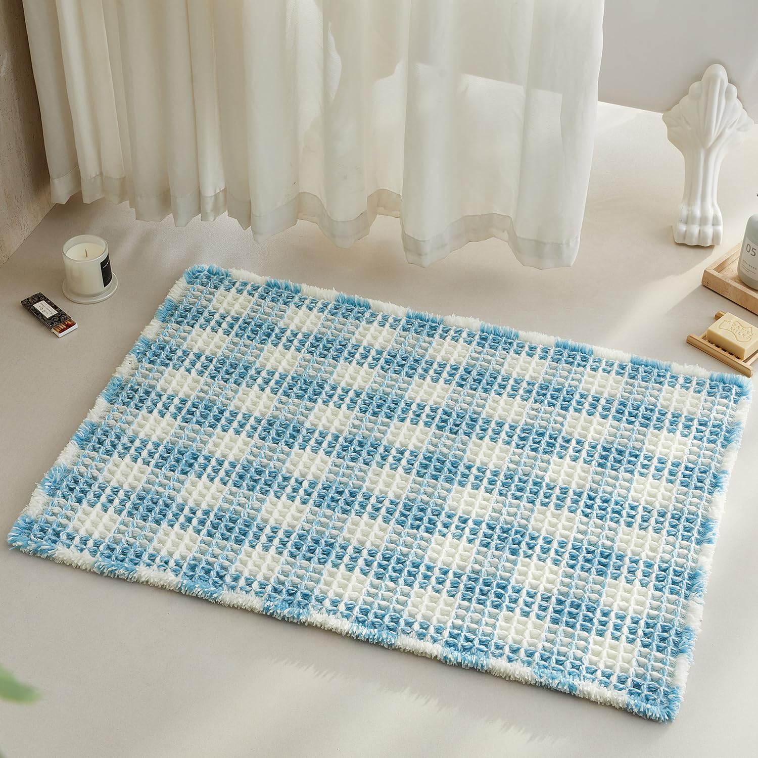 Waffle Bath Mat Non Slip Washable Absorbent Quick Dry 36x24