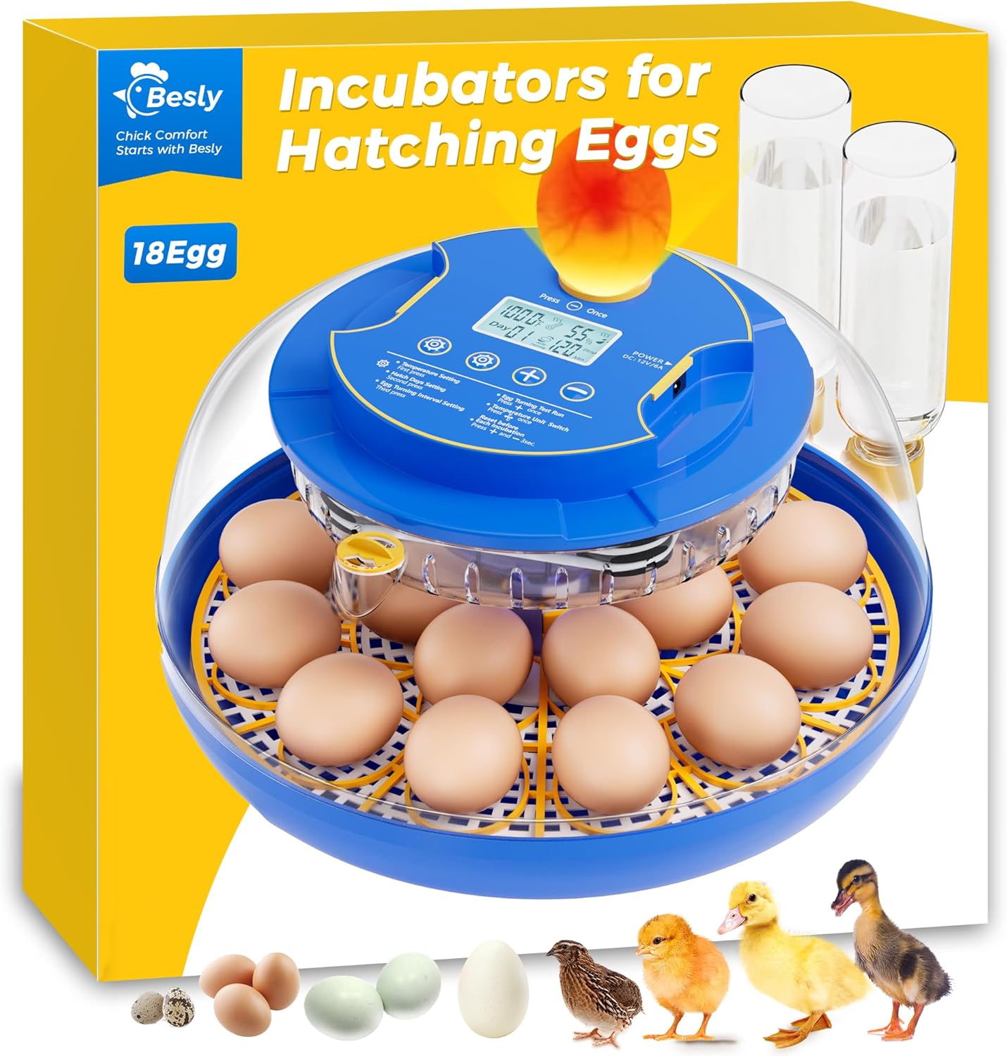 18 Egg Incubator with Automatic Turning and Humidity Control