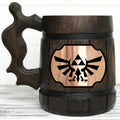Triforce Gamer Mug Wooden Beer Tankard - Handmade Oak Gift