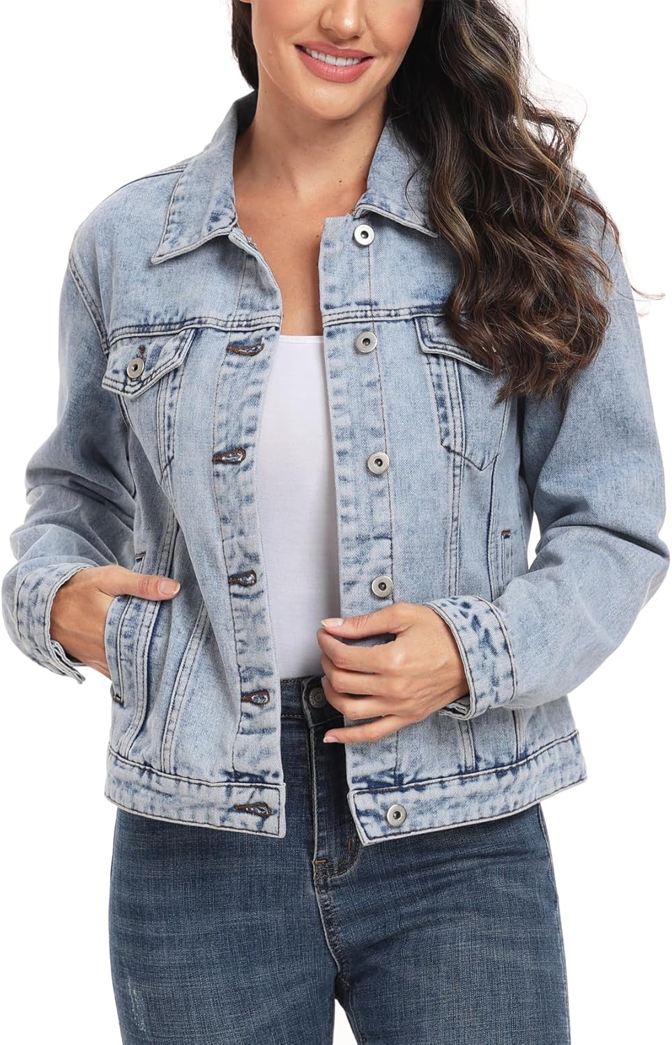 MISS MOLY Women's Denim Jacket: Classic Button Up Jean Coat