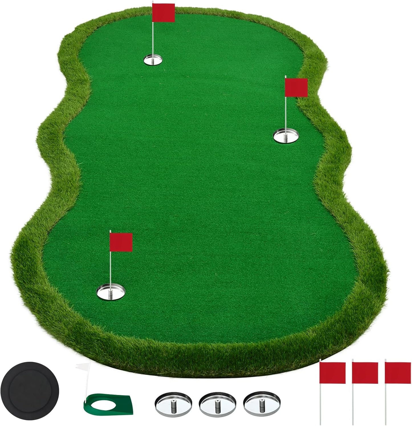 Indoor/Outdoor Golf Putting Green with 3 Holes & Slope
