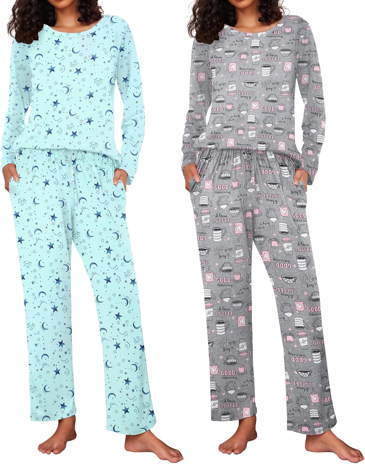 Ekouaer Women's Pajama Set Soft Long Sleeve Sleepwear Loungewear
