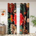 Black Boho Floral Blackout Curtains for Living Room 63 in