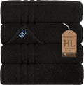 Hawmam Linen Black Bath Towels 4-Pack - Soft, Absorbent 600GSM