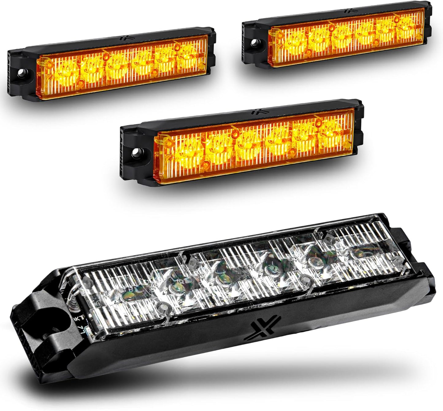 4pc NanoFlare 5in 6W Amber LED Strobe Warning Lights for Vehicles