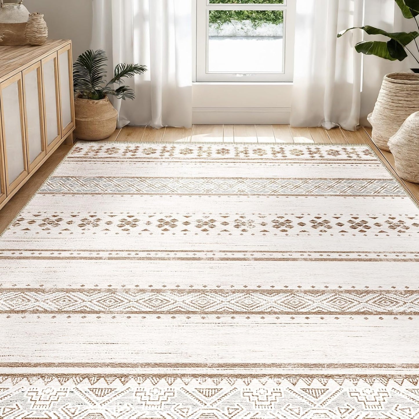 6x9 Area Rugs for Living Room - Washable Moroccan Design
