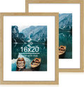 16x20 Frames Set of 2 Natural Oak Wood Style - Rustic Wall Display