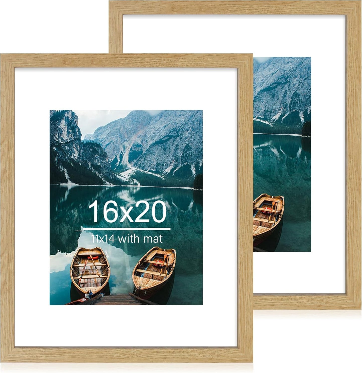 16x20 Frames Set of 2 for Pictures in Natural Oak Wood Style