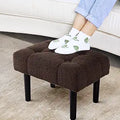 HOUCHICS Fur Padded Foot Stool Ottoman - Small Rectangular Foot Rest