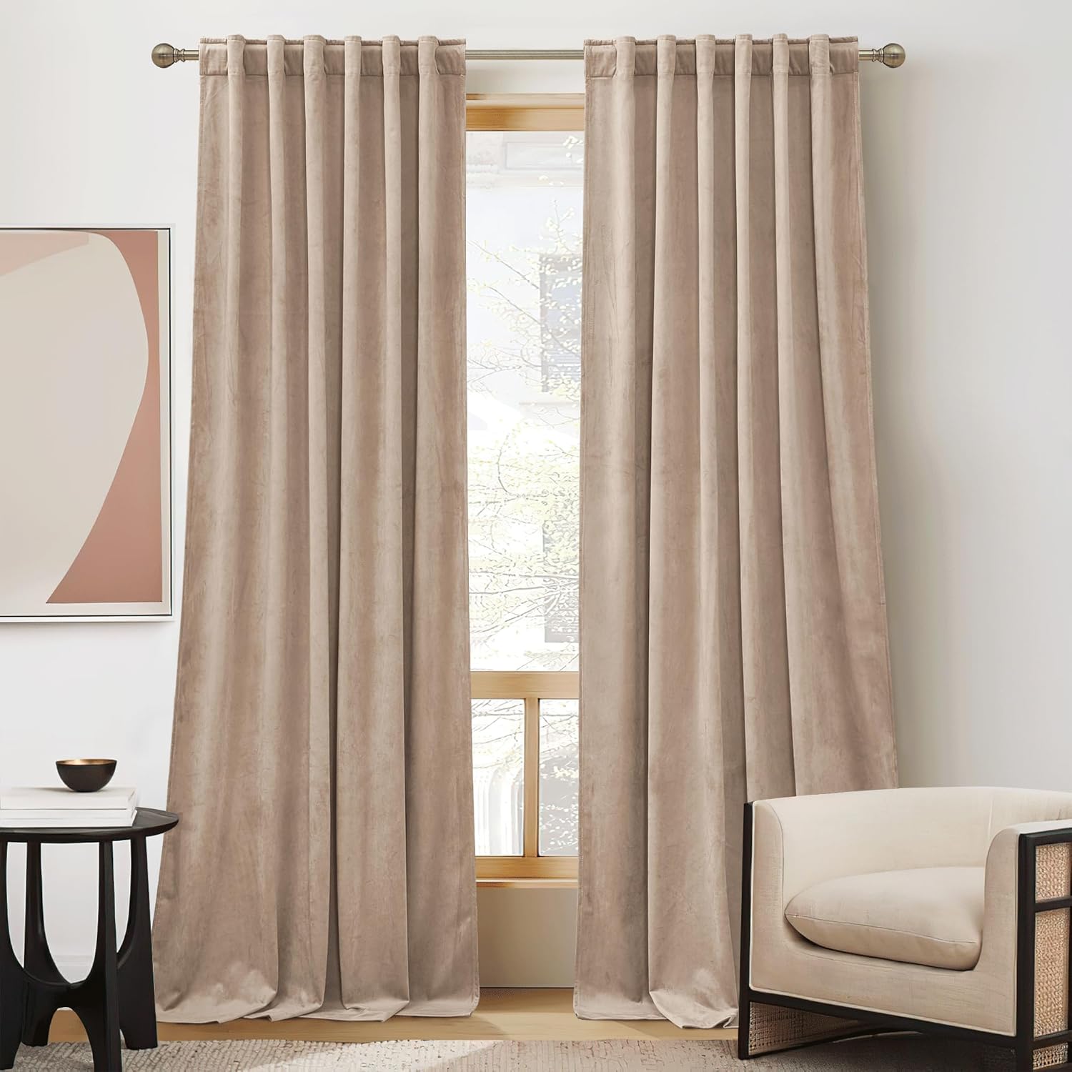 RYB HOME Velvet Curtains 108 inches Length for Elegant Decor