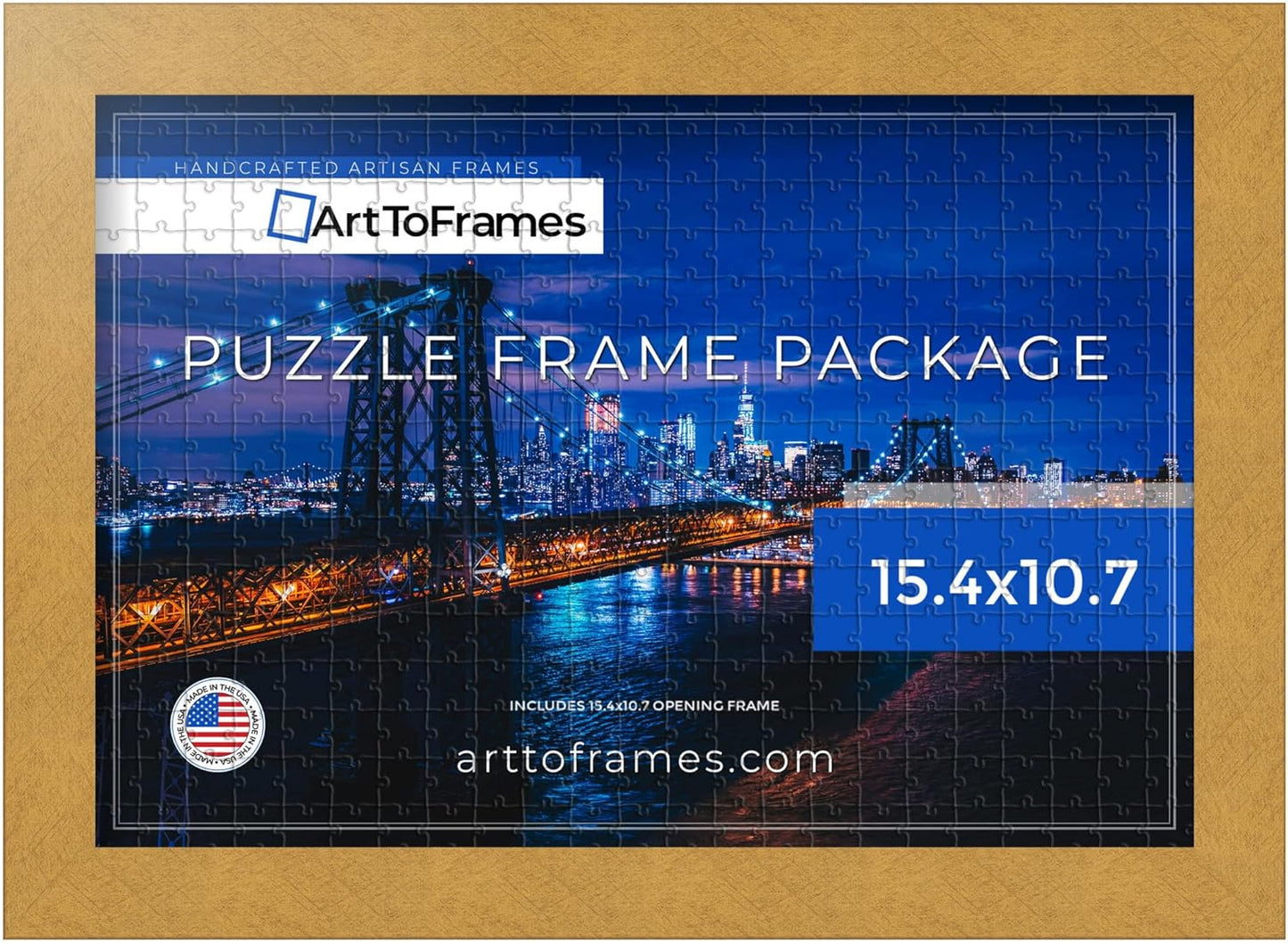 ArtToFrames 15.4x10.7 IN Gold Frame for 300 Piece Puzzles