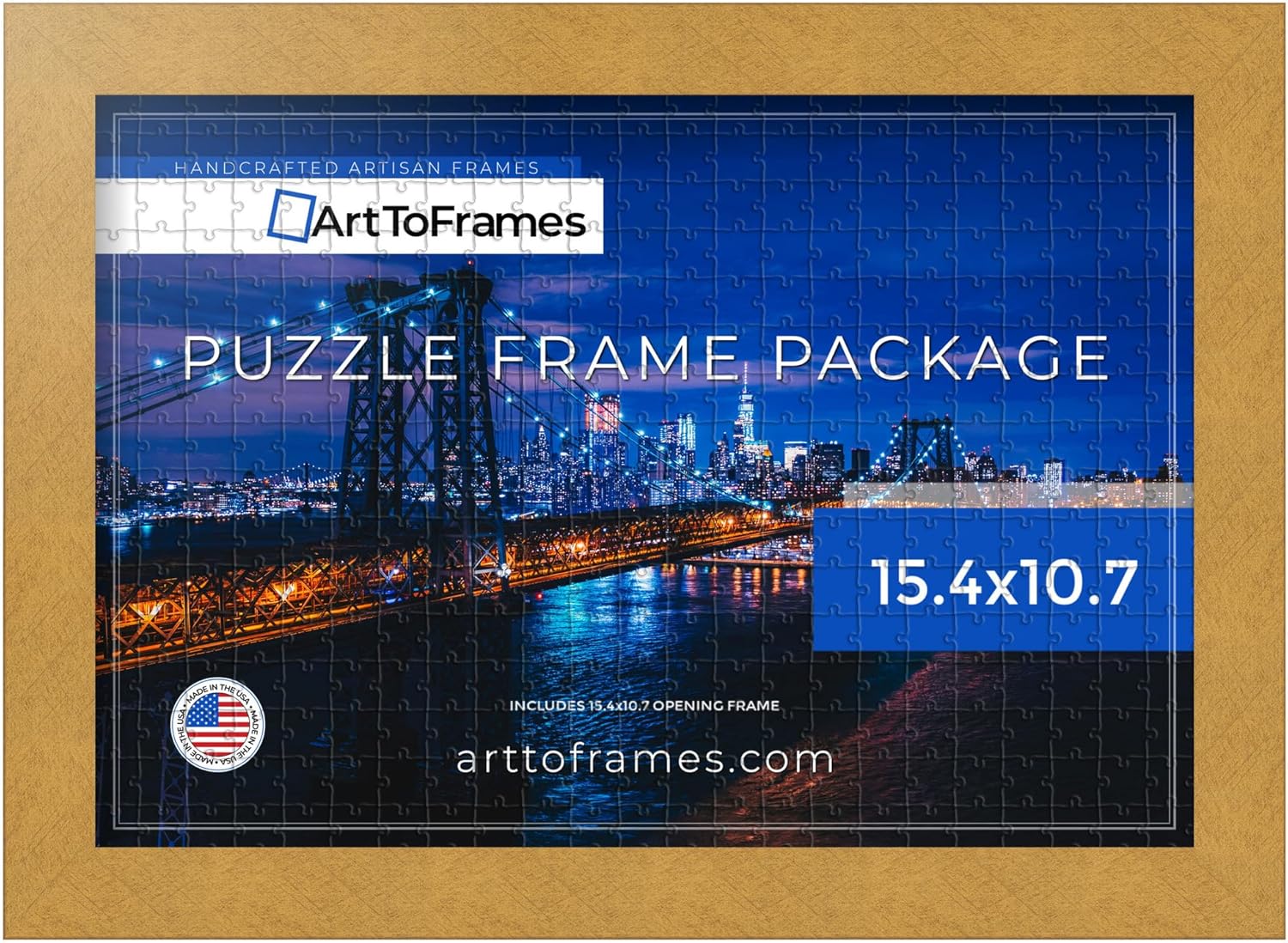 ArtToFrames 15.4x10.7 IN Gold Frame for 300 Piece Puzzles