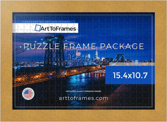 ArtToFrames 15.4x10.7 IN Gold Frame for 300 Piece Puzzles