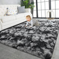9x12 ft Black and Grey Shaggy Rug - Super Soft Plush Area Rug