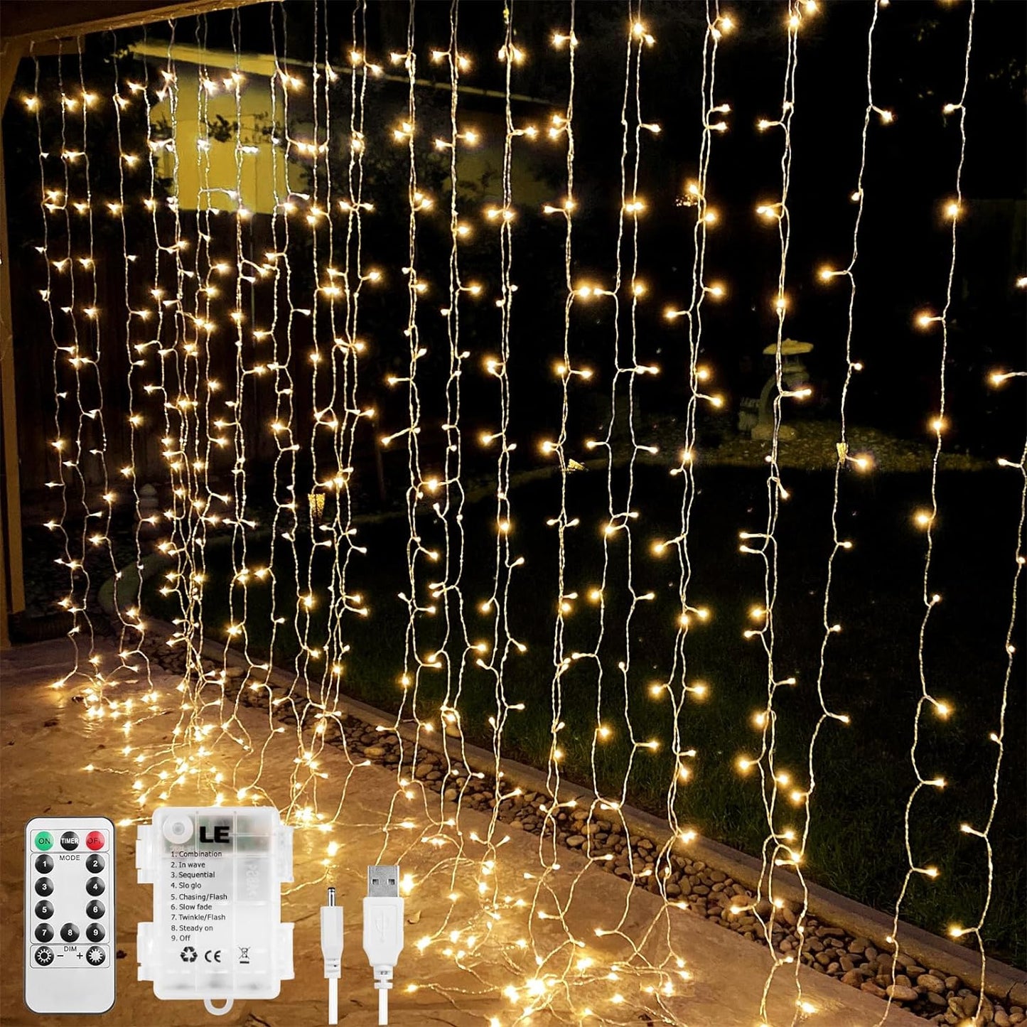 Sparkle up any space with LE's 300 LED Curtain Lights!