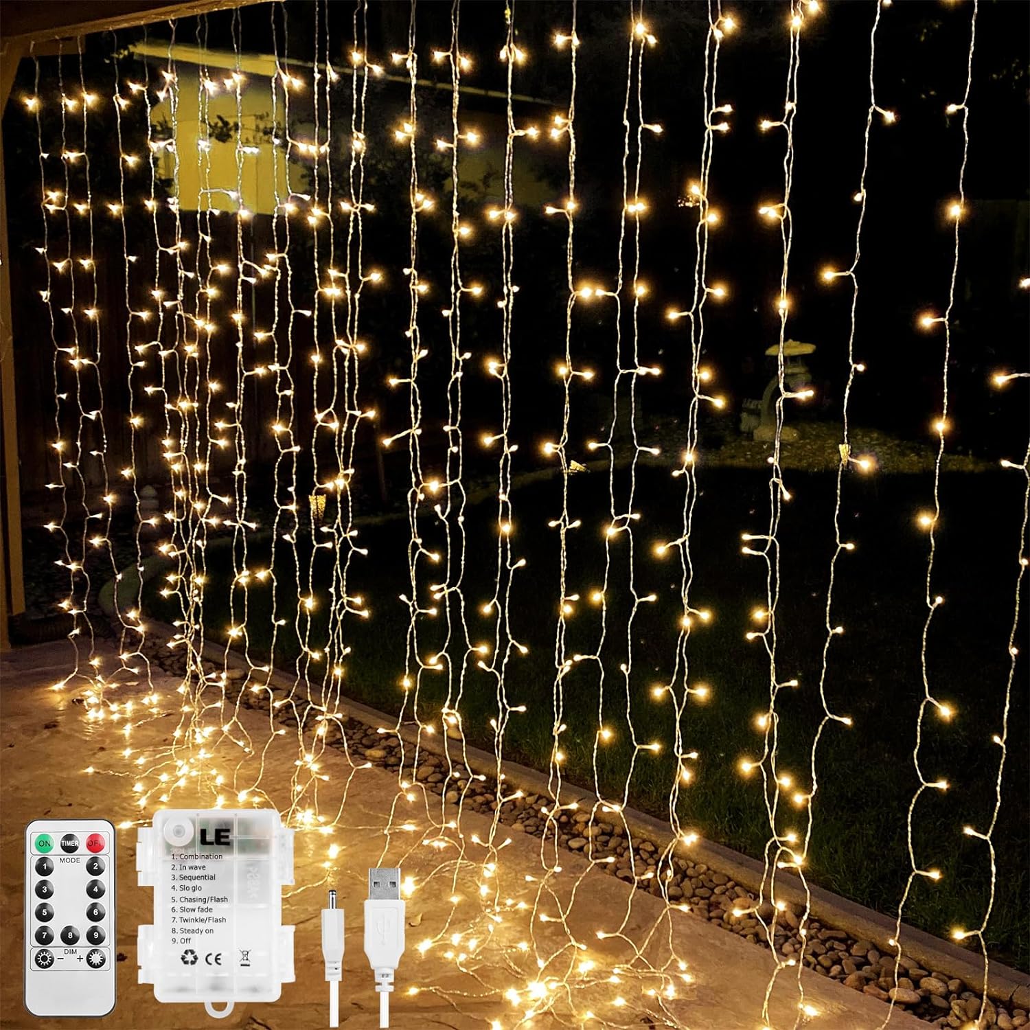 Sparkle up any space with LE's 300 LED Curtain Lights!