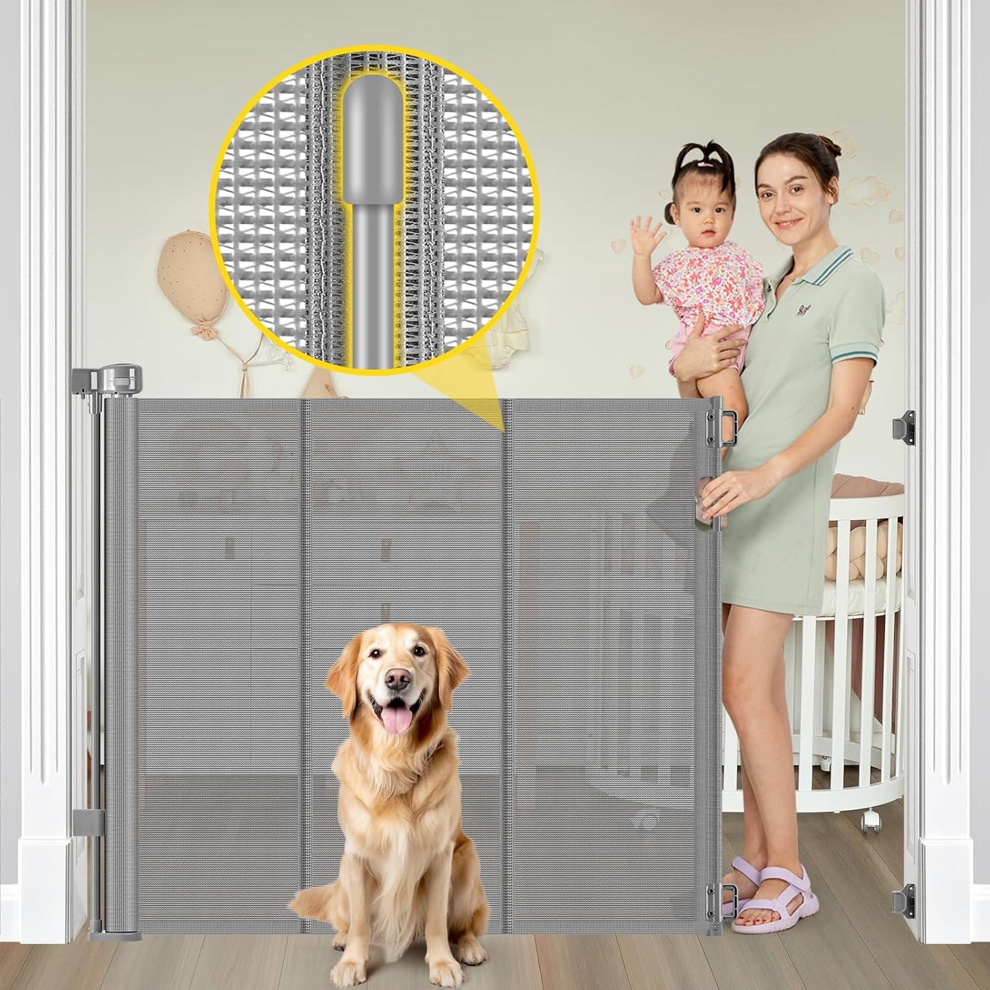 Reinforced 42 Extra Tall Pet Gate for Doorways and Stairs