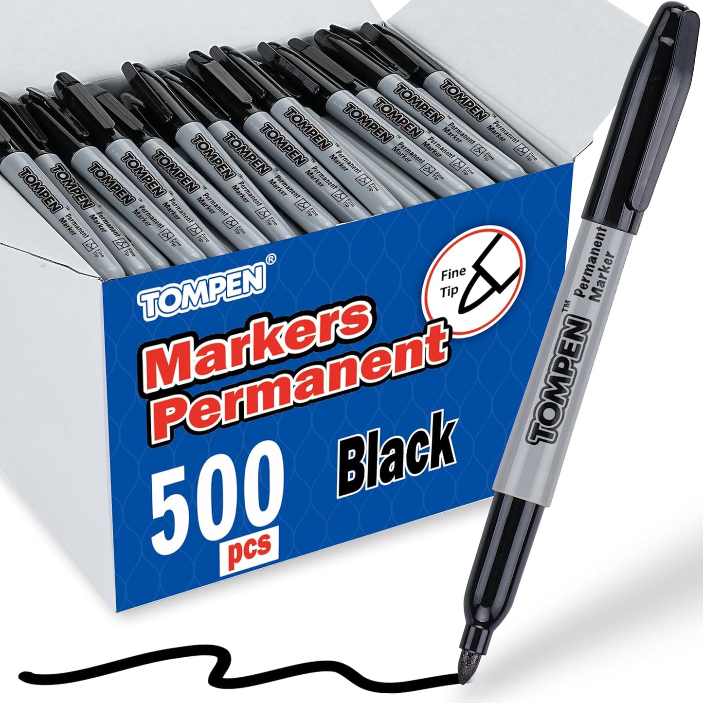 Black Permanent Markers Bulk Fine Tip 500 Pack for All Uses
