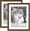 Yaetm 20x24 Picture Frame Matted to 16x20 Set of 2 - Classic Brown