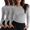 Womens Underscrub Shirts 3 Pack Long Sleeve Crewneck - Soft Cotton