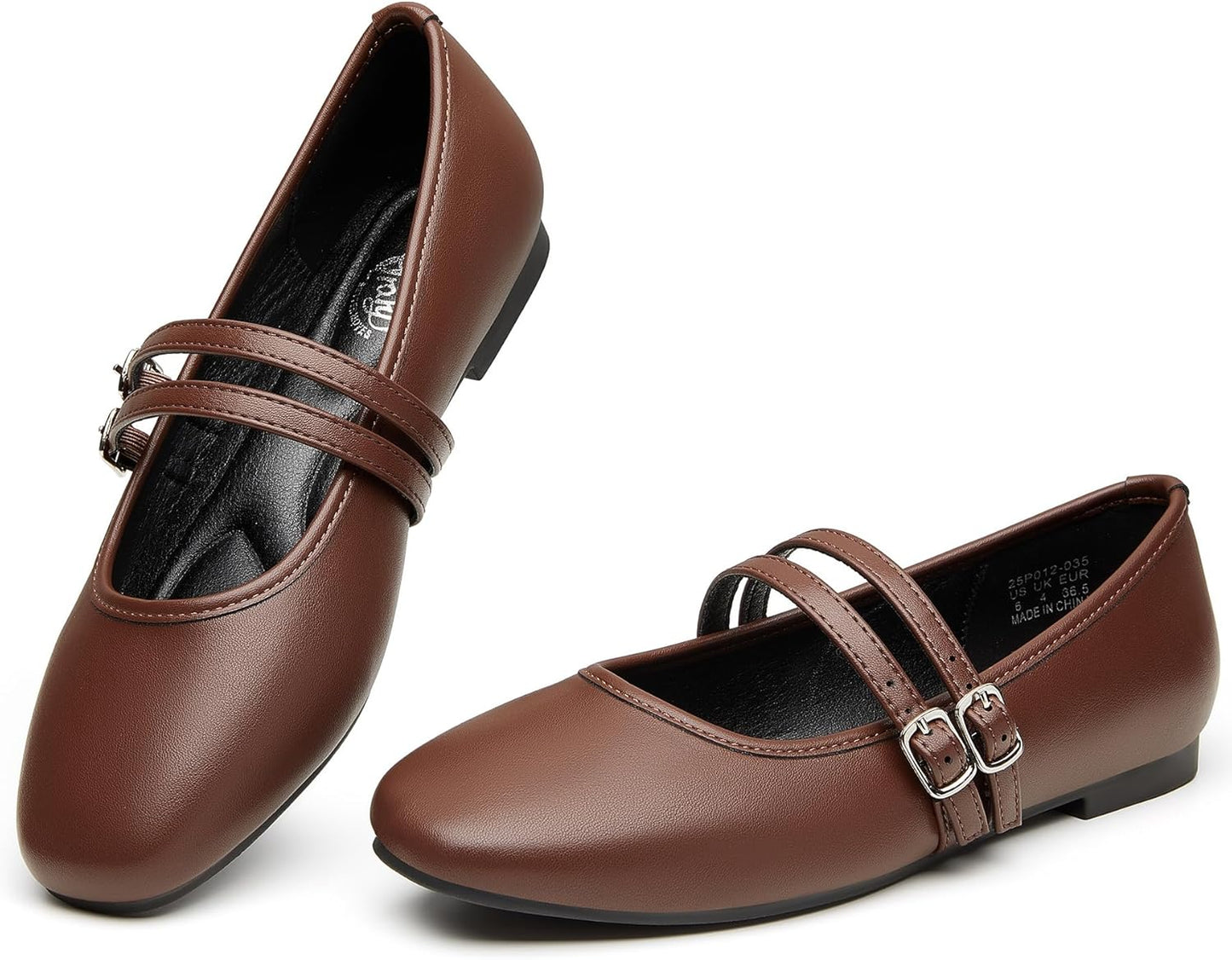 Trary Mary Jane Shoes Women Comfortable Square Toe Flats
