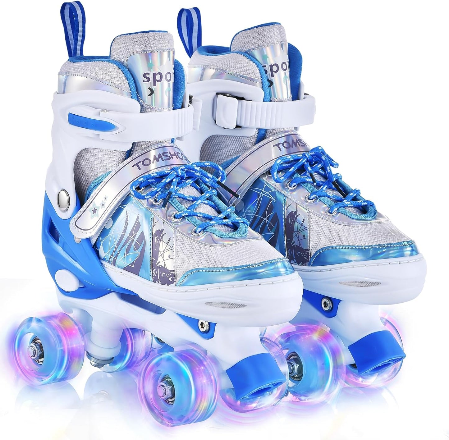 TOMSHOO Adjustable Roller Skates for Kids with Light Up Wheels
