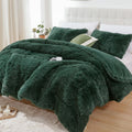 Smoofy Fluffy Queen Comforter Set - Luxuriously Soft Dark Green