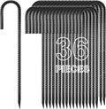 12 inches Ground Stakes 36-Pack J Hook Rebar - Heavy Duty Yard Anchors
