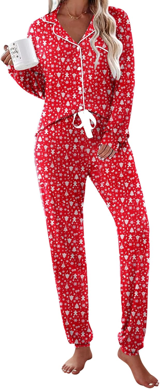 Ekouaer Pajamas Set Long Sleeve Sleepwear for Ultimate Comfort