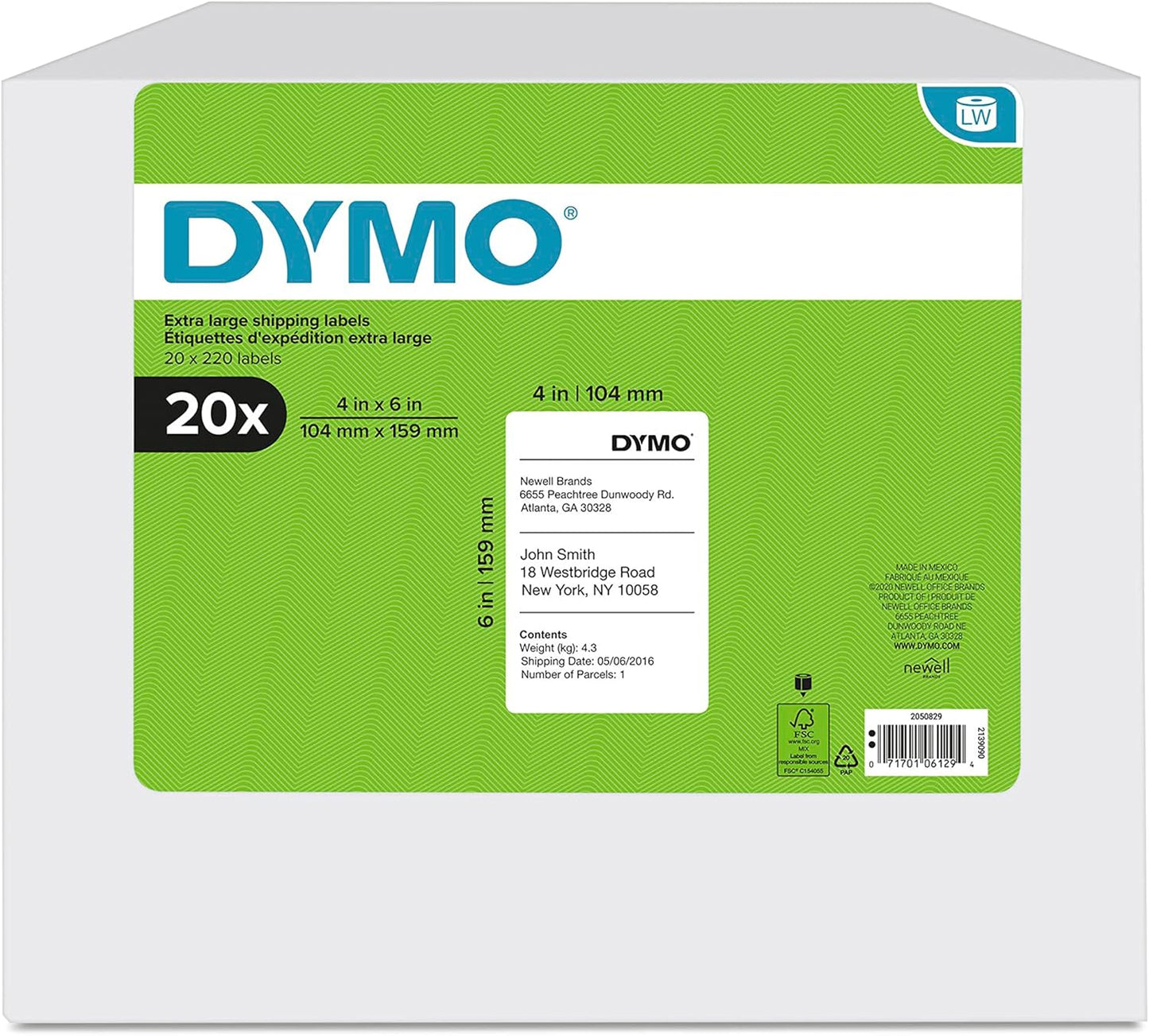DYMO Extra-Large Shipping Labels for LabelWriter Printers, 4400 Total