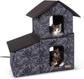 Two-Story Outdoor Kitty House with Dining Room - Heated Winter Shelter