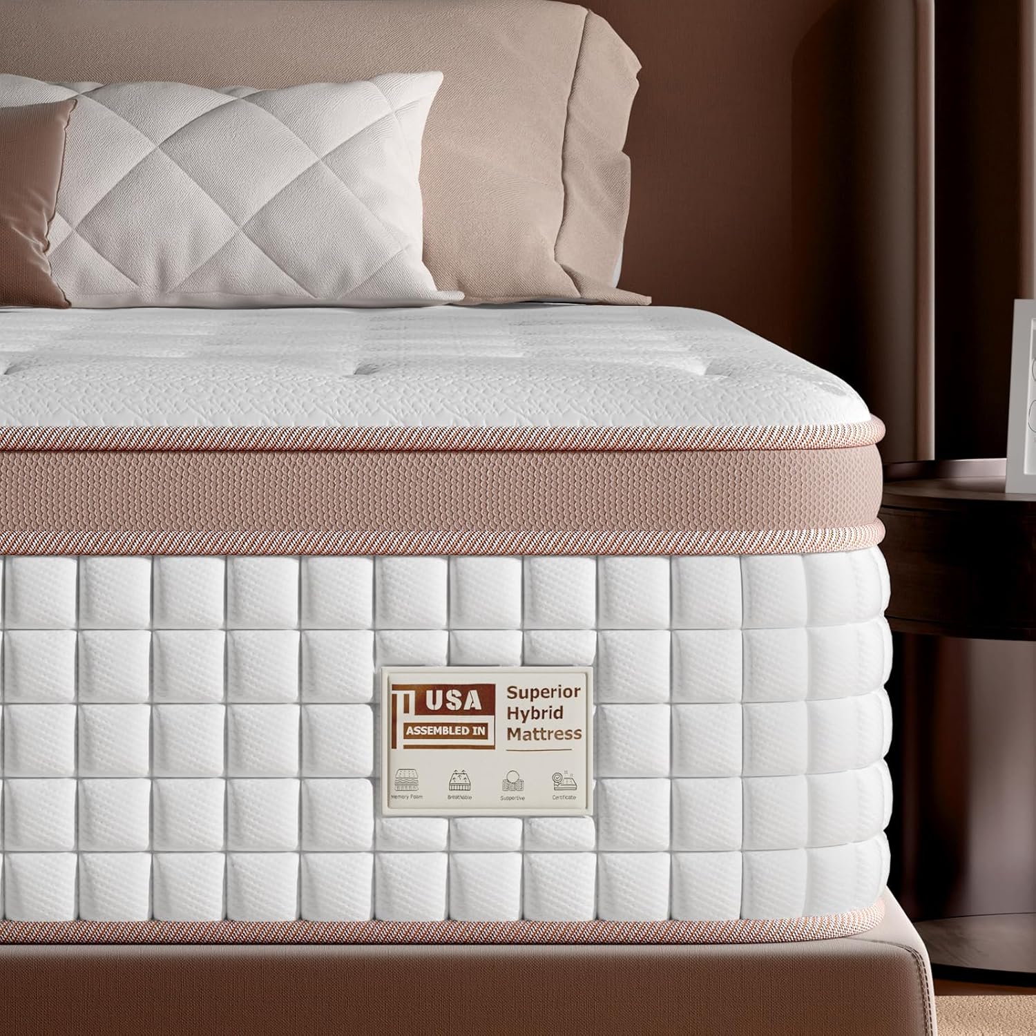 Full Mattress 14 Inch Hybrid for Back Support & Motion Isolation