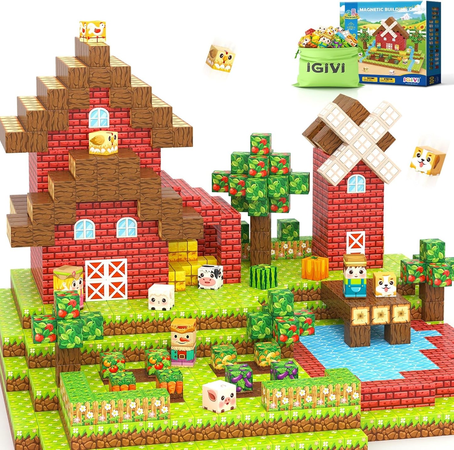 1in Magnetic Blocks Set for Creative Farm Building Fun