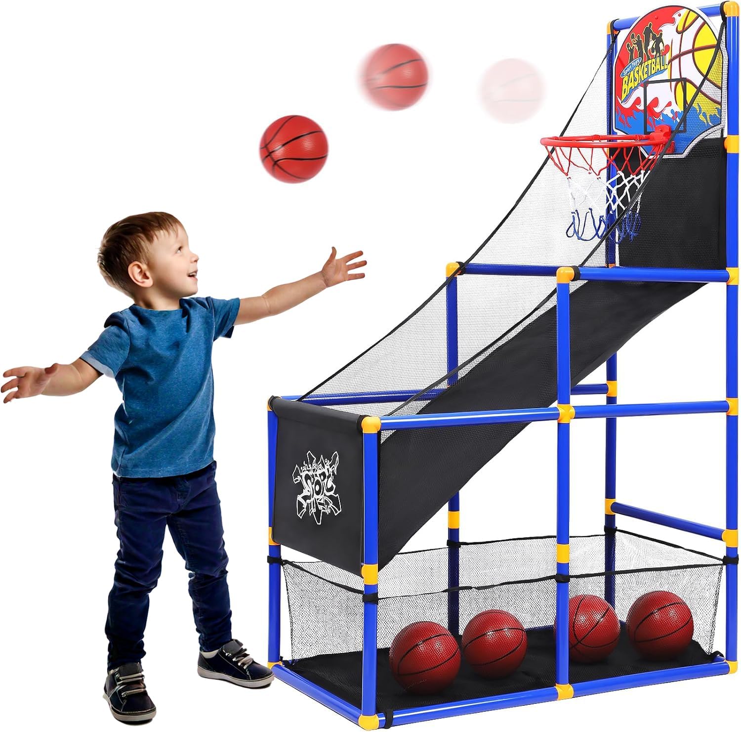 Interactive Basketball Hoop Set | 4 Balls & Air Pump Included