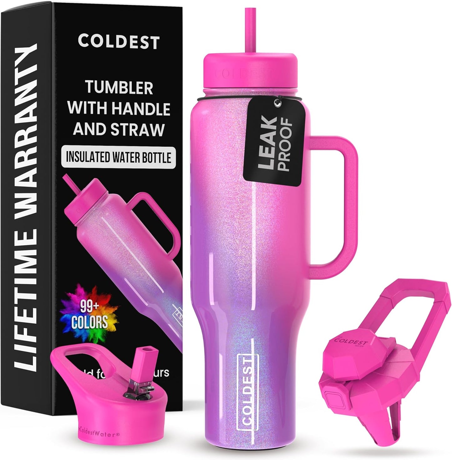 Coldest Tumbler with Handle and Straw - 100% Leak Proof Design