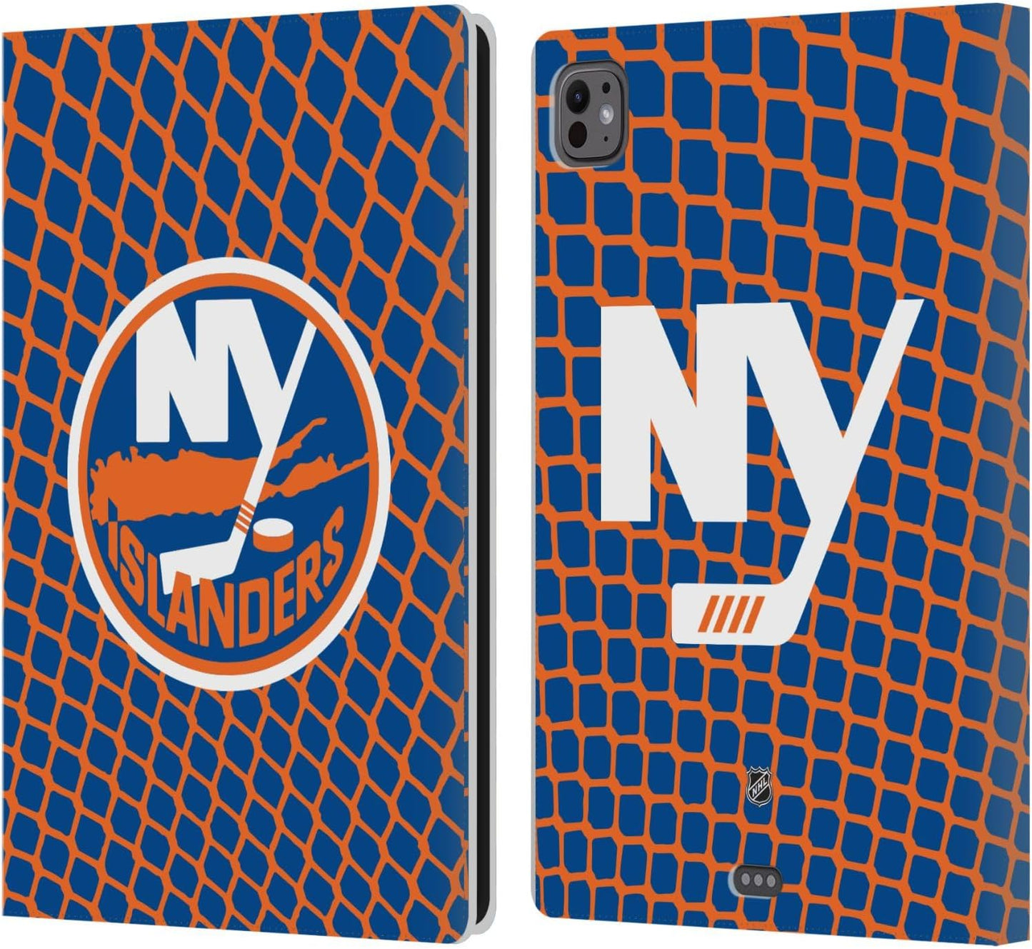 NHL Net Pattern New York Islanders Leather Wallet Case for iPad Pro