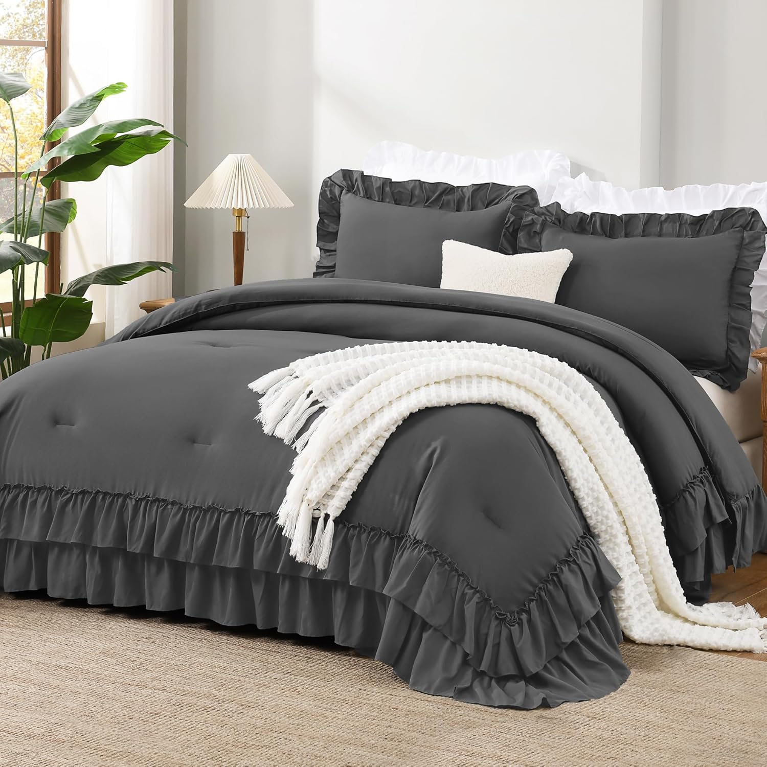 Andency Super King Ruffle Comforter Set for Elegant Bedrooms