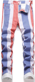 Men's Printed Skinny Denim Jeans - Casual Slim Fit Pants