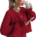 Crochet Cardigan Sweaters for Women Chunky Knit Button Front