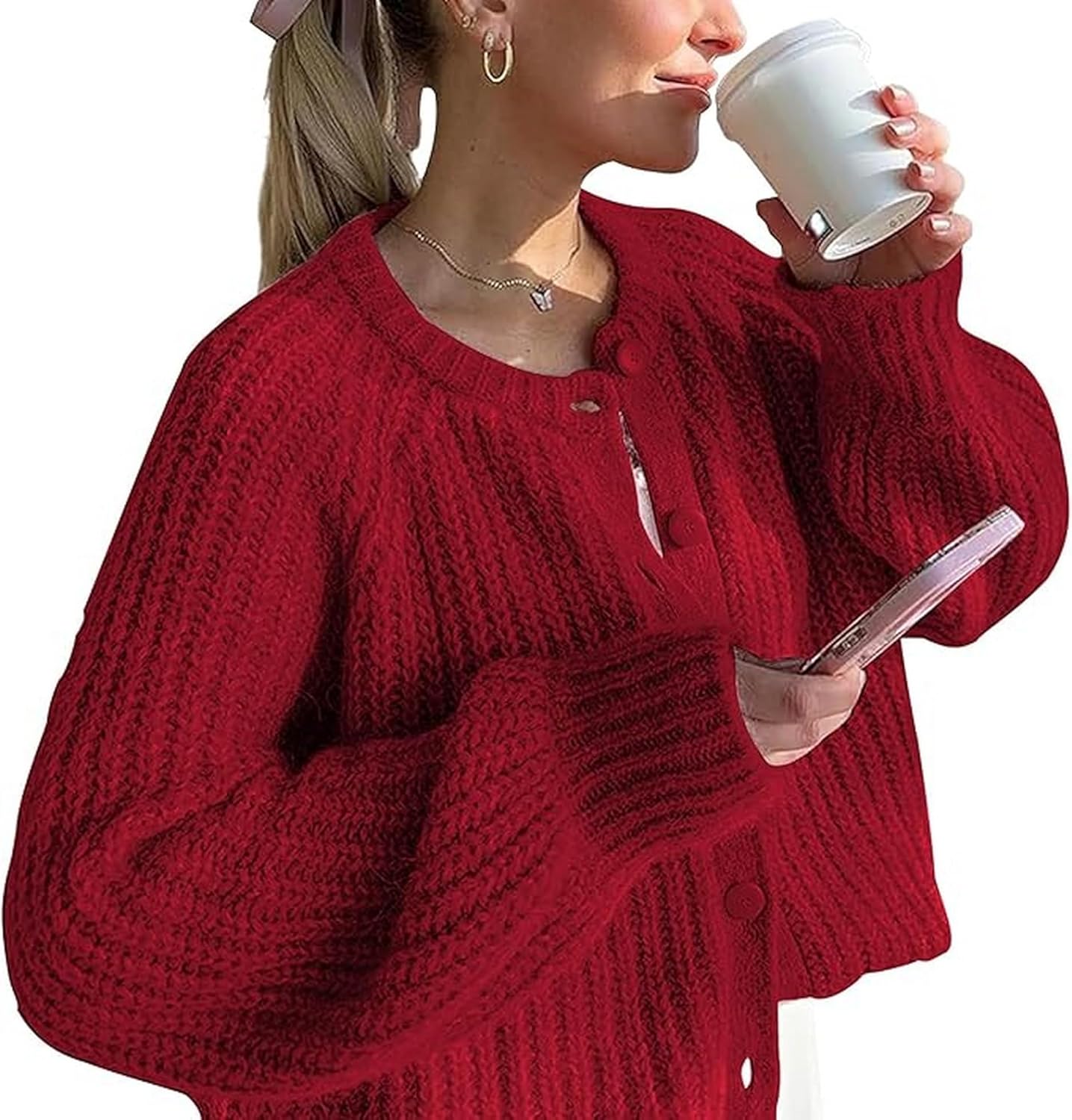 Chunky Knitted Cardigan Sweaters for Women - Open Front Style