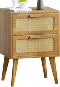 Rattan Nightstand End Table with 2 Hand Made Rattan Drawers - Boho