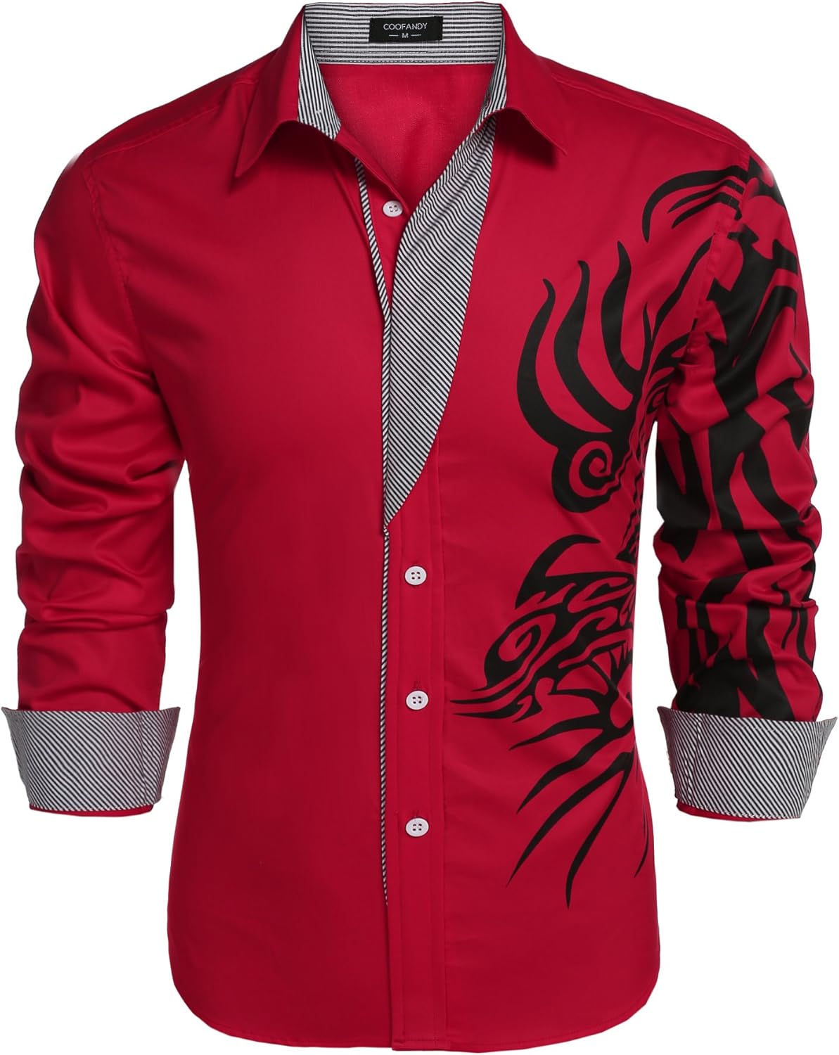 Stylish COOFANDY Men's Print Button Down Dress Shirt for Casual Wear