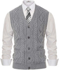 Stylish Men's Sweater Vest V-Neck Sleeveless Cable Knitted Cardigan