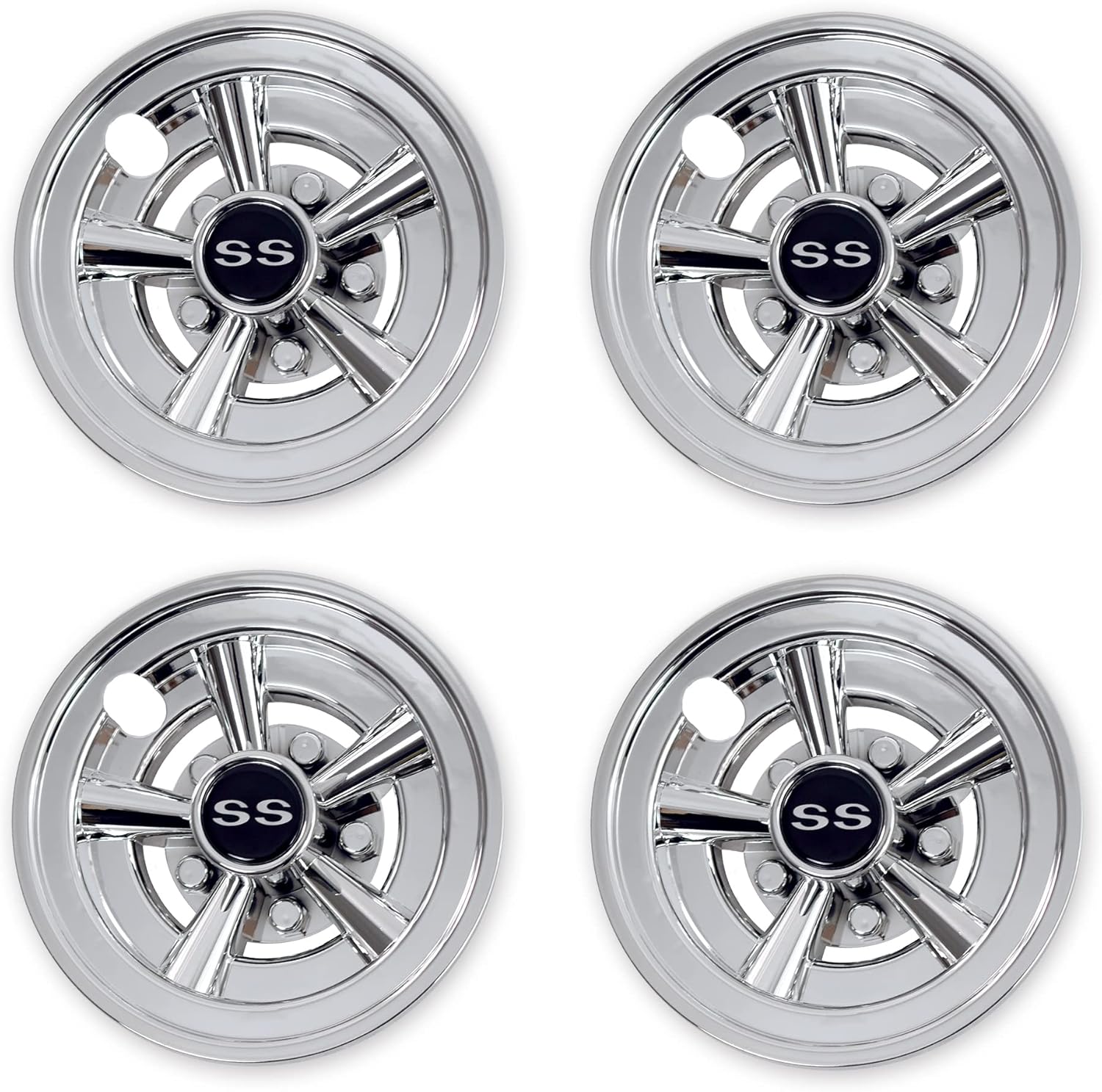 NOKINS Golf Cart SS Wheel Covers Hub Caps for 8 Inch Carts